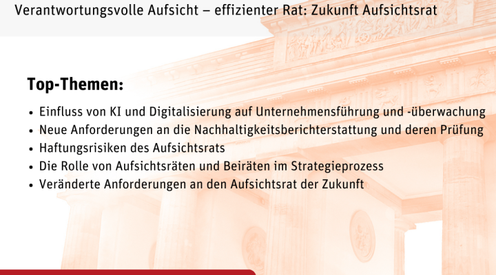 Seien Sie dabei! – 13. Fachtagung für Aufsichtsräte | 07. November 2024 Berlin