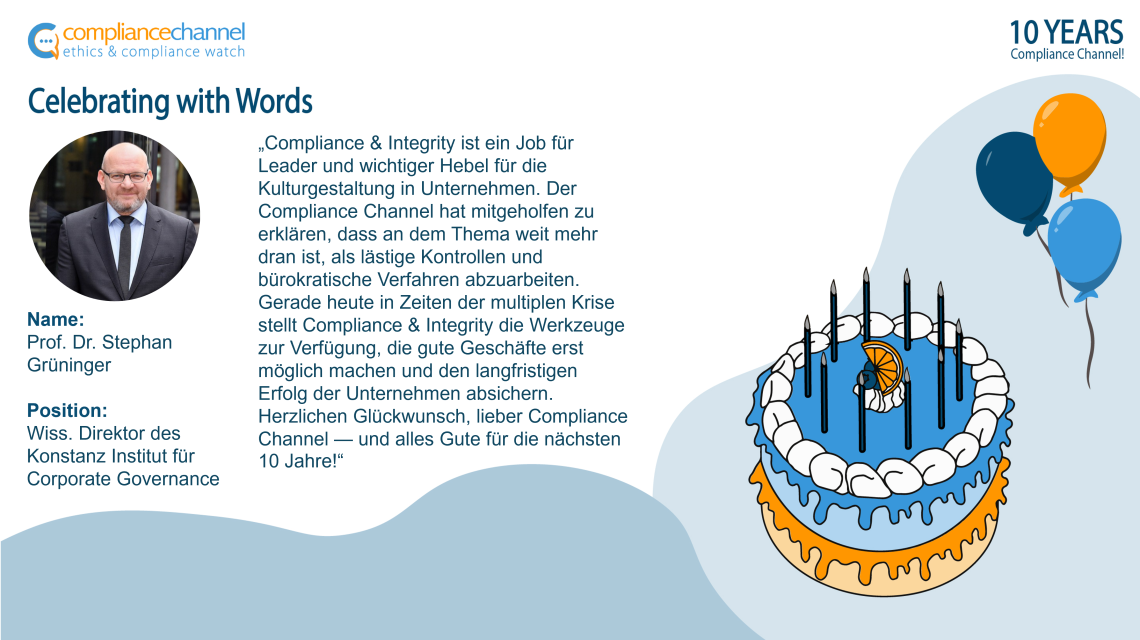 Unser Dank an Prof. Dr. Stephan Grüninger!